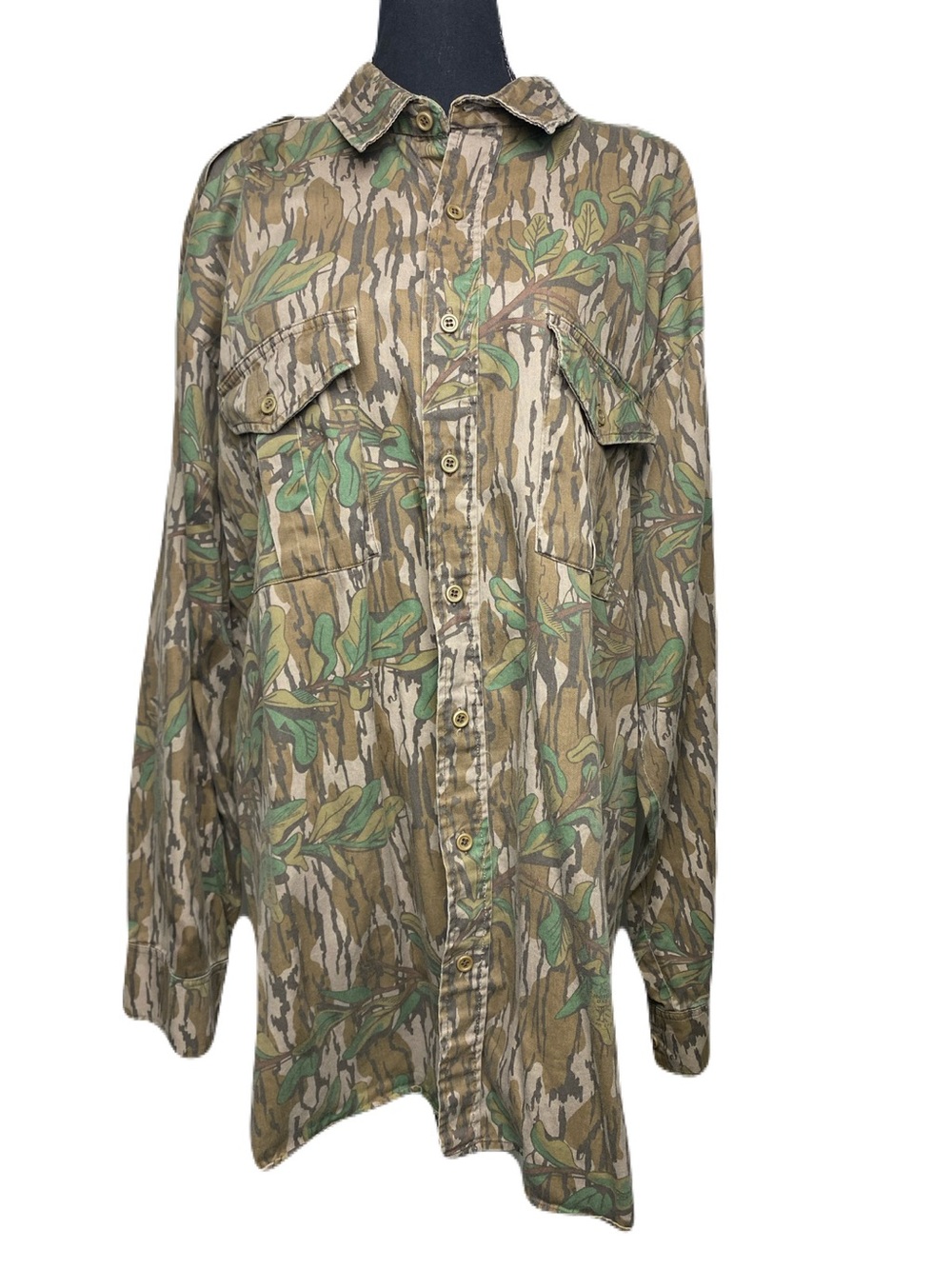 Vintage Mossy Oak Greenleaf Button Down Shirt USA Rare Men’s 2XL Hunting Outdoor